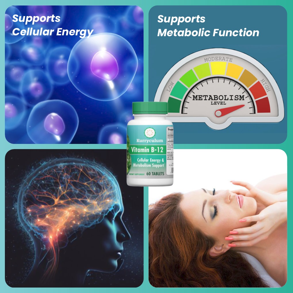 Kurryculum Vitamin B-12 500mcg Daily Supplements, 60 Count for Energy Support for Adults - Image 4