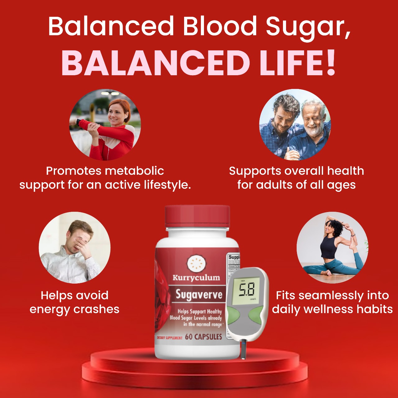 Kurryculum SugaVerve Gluten-Free Sugar Support Dietary Supplements with Cinnamon, 60 Count - Image 2